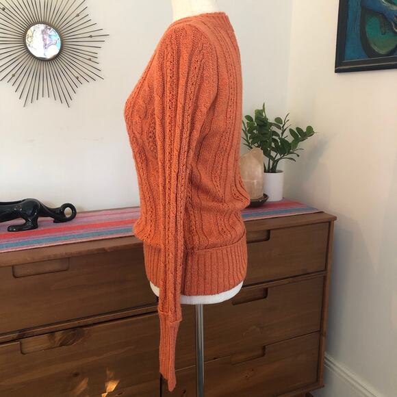 Maurices Rust Cable Knit V-Neck Sweater M Soft Grunge Bella Swan Cozy Knit Y2K - Picture 3 of 8